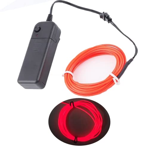 CAM2 5m Neonlichter Batteriebetriebener Draht Hohe Helligkeit Elektrolumineszenz Multi Farben EL Draht für Weihnachtsfeier Indoor Ourdoor Dekoration Hochzeit Pub (Rot) von CAM2