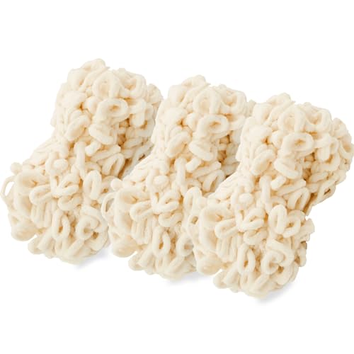 CAMAL 3Stück Chenille Schlingengarn Chunky Chenille Strickgarn 5 x 100g Flauschige Häkelgarn Bulky Weich Chenille Garn für Handstrick-Taschen, Schals, Decken (Helles Creme) von CAMAL