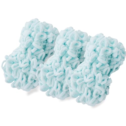 CAMAL 3Stück Chenille Schlingengarn Chunky Chenille Strickgarn 5 x 100g Flauschige Häkelgarn Bulky Weich Chenille Garn für Handstrick-Taschen, Schals, Decken (Helles Seeblau) von CAMAL