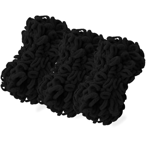 CAMAL 3Stück Chenille Schlingengarn Chunky Chenille Strickgarn 5 x 100g Flauschige Häkelgarn Bulky Weich Chenille Garn für Handstrick-Taschen, Schals, Decken (Schwarz) von CAMAL