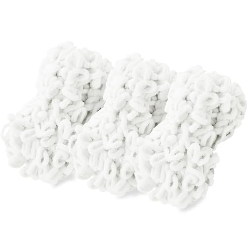 CAMAL 3Stück Chenille Schlingengarn Chunky Chenille Strickgarn 5 x 100g Flauschige Häkelgarn Bulky Weich Chenille Garn für Handstrick-Taschen, Schals, Decken (Weiß) von CAMAL