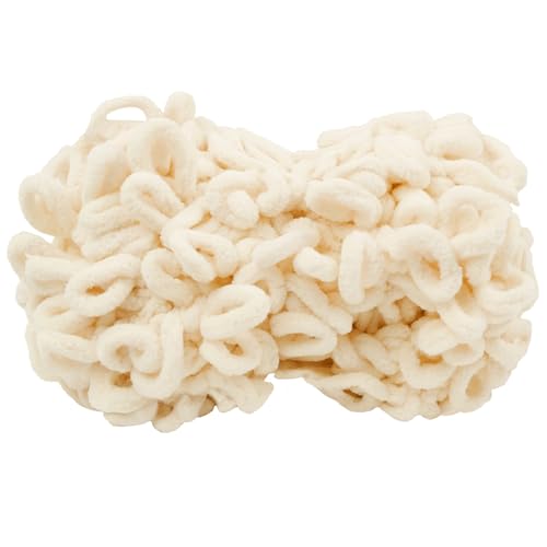 CAMAL Chenille Schlingengarn Chunky Chenille Strickgarn 5 x 100g Flauschige Häkelgarn Bulky Weich Chenille Garn für Handstrick-Taschen, Schals, Decken (Helles Creme) von CAMAL