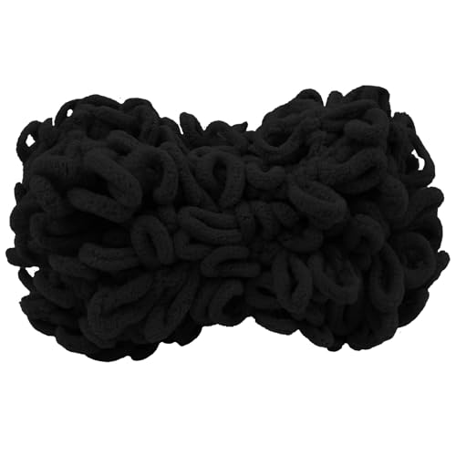 CAMAL Chenille Schlingengarn Chunky Chenille Strickgarn 5 x 100g Flauschige Häkelgarn Bulky Weich Chenille Garn für Handstrick-Taschen, Schals, Decken (Schwarz) von CAMAL