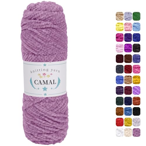 CAMAL Chenille Wolle zum Häkeln Fleece Decke, 120m Kuschelwolle zum Stricken Pullover, 75g Velvet Chenille Garn Weich Plüschwolle Flauschige Wolle für Stricken DIY Handwerk (Wassermelone Rot) von CAMAL