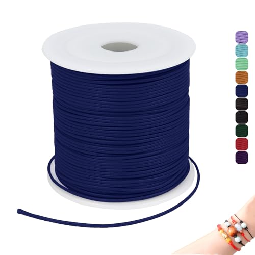 CAMAL Gewachste Nylonschnur 1mm Gewachstes Garn für Armbänder, 45m Gewachste Lederschnur 1mm Perlenschnur Schmuckband für DIY Handwerk, Makramee Halskette, Schmuck (Marineblau) von CAMAL