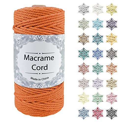 Makramee Garn, CAMAL 3mm x 100m Baumwollgarn Kordel Baumwollkordel für Wandbehänge, Pflanzenhalter, Geschenkverpackungen und Dekorationen (3mm x 100m, Orange) von CAMAL