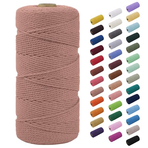 CAMAL Makramee-Garn, Makramee Garn 2mm Baumwollgarn 200m Baumwollschnur Bunte Makrameegarn für DIY Handwerk Basteln Stricken Boho Deko, Baumwollschnur zum Basteln Stricken (Ziegelrot) von CAMAL