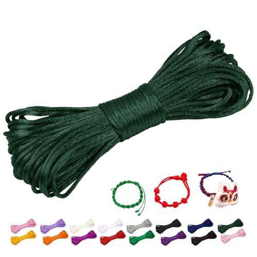 CAMAL Nylonschnur 1,5mm nylonfaden 20m Armband Schnur für Perlenschnur Nylon makramee Schnur für Chinesische Knüpfschnur, Windspielschnur, Kunsthandwerk (Dunkelgrün) von CAMAL