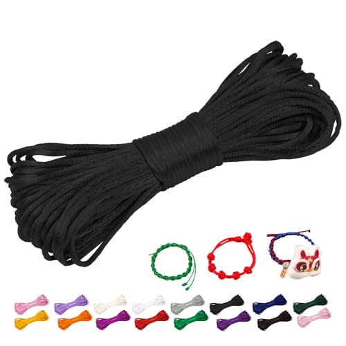 CAMAL Nylonschnur 1,5mm nylonfaden 20m Armband Schnur für Perlenschnur Nylon makramee Schnur für Chinesische Knüpfschnur, Windspielschnur, Kunsthandwerk (Schwarz) von CAMAL