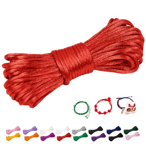 CAMAL Nylonschnur 2,5mm nylonfaden 10m Armband Schnur für Perlenschnur Nylon makramee Schnur für Chinesische Knüpfschnur, Windspielschnur, Kunsthandwerk (Rot) von CAMAL