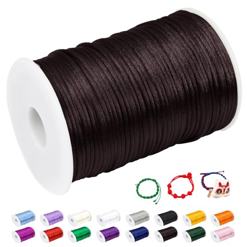 CAMAL Nylonschnur 2mm nylonfaden 100m Armband Schnur für Perlenschnur Nylon makramee Schnur für Chinesische Knüpfschnur, Windspielschnur, Kunsthandwerk (Kaffee) von CAMAL