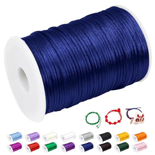 CAMAL Nylonschnur 2mm nylonfaden 100m Armband Schnur für Perlenschnur Nylon makramee Schnur für Chinesische Knüpfschnur, Windspielschnur, Kunsthandwerk (Königsblau) von CAMAL