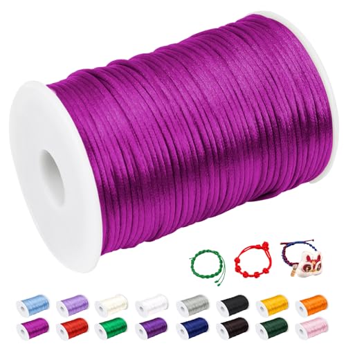 CAMAL Nylonschnur 2mm nylonfaden 100m Armband Schnur für Perlenschnur Nylon makramee Schnur für Chinesische Knüpfschnur, Windspielschnur, Kunsthandwerk (Rosenrot) von CAMAL