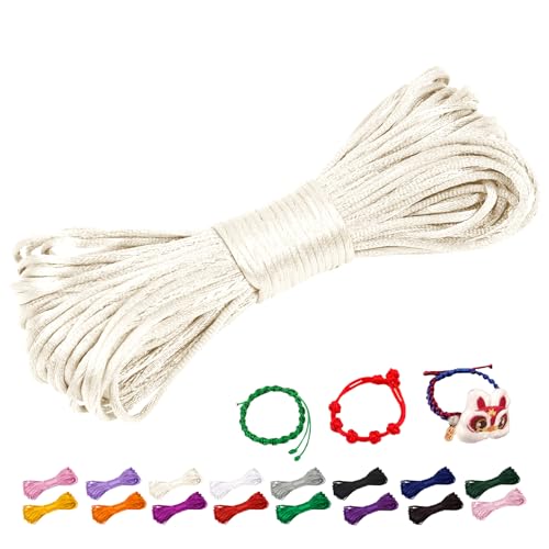 CAMAL Nylonschnur 1,5mm nylonfaden 20m Armband Schnur für Perlenschnur Nylon makramee Schnur für Chinesische Knüpfschnur, Windspielschnur, Kunsthandwerk (Beige) von CAMAL