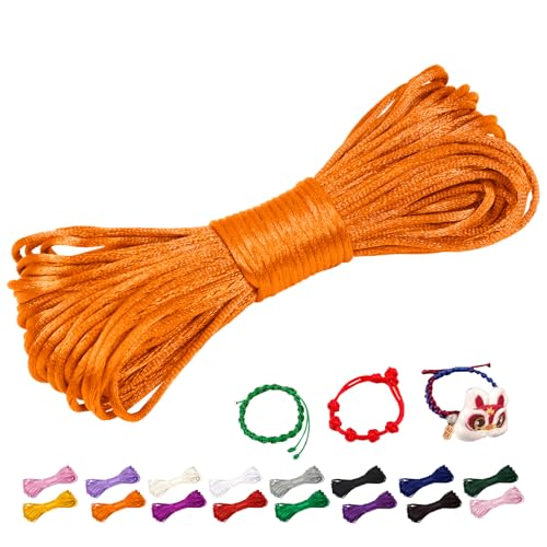 CAMAL Nylonschnur 1,5mm nylonfaden 20m Armband Schnur für Perlenschnur Nylon makramee Schnur für Chinesische Knüpfschnur, Windspielschnur, Kunsthandwerk (Orange Gelb) von CAMAL