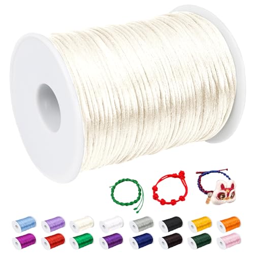 CAMAL Nylonschnur 2,5mm nylonfaden 100m Armband Schnur für Perlenschnur Nylon makramee Schnur für Chinesische Knüpfschnur, Windspielschnur, Kunsthandwerk (Beige) von CAMAL