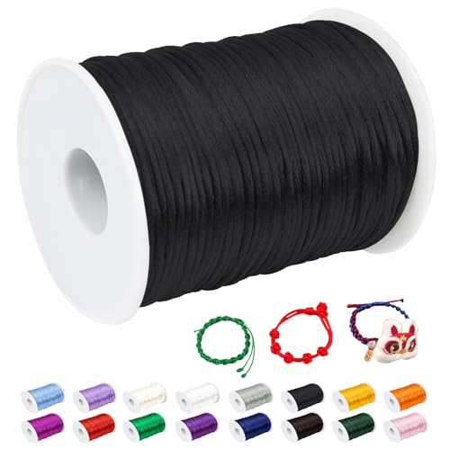 CAMAL Nylonschnur 2,5mm nylonfaden 100m Armband Schnur für Perlenschnur Nylon makramee Schnur für Chinesische Knüpfschnur, Windspielschnur, Kunsthandwerk (Schwarz) von CAMAL