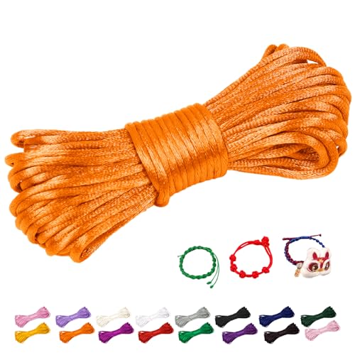 CAMAL Nylonschnur 2,5mm nylonfaden 10m Armband Schnur für Perlenschnur Nylon makramee Schnur für Chinesische Knüpfschnur, Windspielschnur, Kunsthandwerk (Orange Gelb) von CAMAL