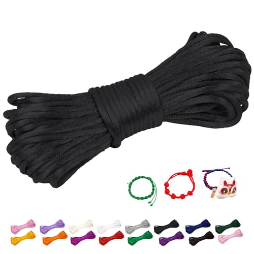 CAMAL Nylonschnur 2,5mm nylonfaden 10m Armband Schnur für Perlenschnur Nylon makramee Schnur für Chinesische Knüpfschnur, Windspielschnur, Kunsthandwerk (Schwarz) von CAMAL