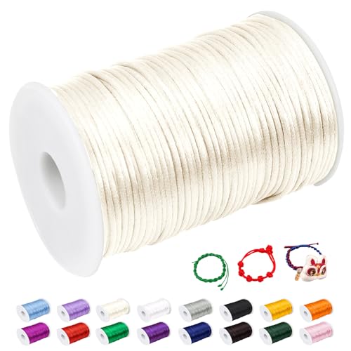 CAMAL Nylonschnur 2mm nylonfaden 100m Armband Schnur für Perlenschnur Nylon makramee Schnur für Chinesische Knüpfschnur, Windspielschnur, Kunsthandwerk (Beige) von CAMAL