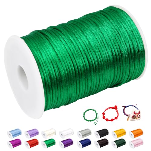 CAMAL Nylonschnur 2mm nylonfaden 100m Armband Schnur für Perlenschnur Nylon makramee Schnur für Chinesische Knüpfschnur, Windspielschnur, Kunsthandwerk (Grasgrün) von CAMAL