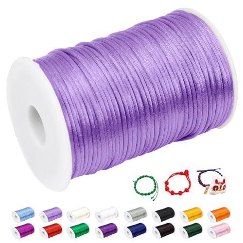 CAMAL Nylonschnur 2mm nylonfaden 100m Armband Schnur für Perlenschnur Nylon makramee Schnur für Chinesische Knüpfschnur, Windspielschnur, Kunsthandwerk (Hellviolett) von CAMAL