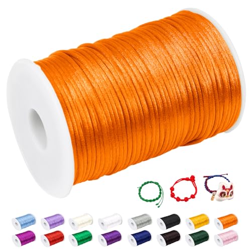 CAMAL Nylonschnur 2mm nylonfaden 100m Armband Schnur für Perlenschnur Nylon makramee Schnur für Chinesische Knüpfschnur, Windspielschnur, Kunsthandwerk (Orange Gelb) von CAMAL