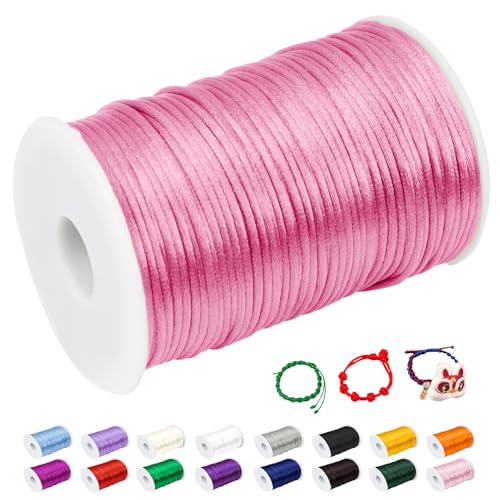 CAMAL Nylonschnur 2mm nylonfaden 100m Armband Schnur für Perlenschnur Nylon makramee Schnur für Chinesische Knüpfschnur, Windspielschnur, Kunsthandwerk (Tiefes Rosa) von CAMAL