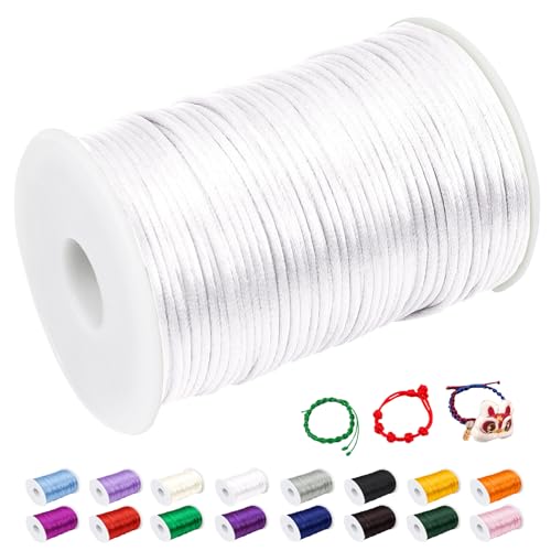 CAMAL Nylonschnur 2mm nylonfaden 100m Armband Schnur für Perlenschnur Nylon makramee Schnur für Chinesische Knüpfschnur, Windspielschnur, Kunsthandwerk (Weiß) von CAMAL