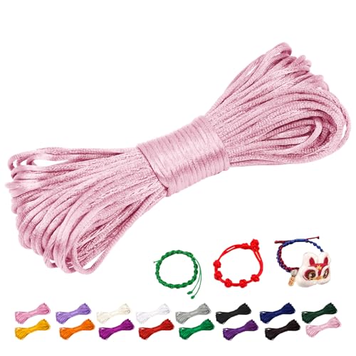 CAMAL Nylonschnur für Armbänder Nylonfaden 2mm/10m Armband Schnur für Perlenarmband Nylonfaden Knüpfbänder für Chinesische Knüpfschnur, Schmuck, Windspielschnur, Kunsthandwerk(Rosa) von CAMAL