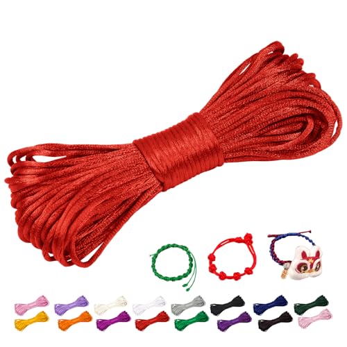 CAMAL Nylonschnur 2mm nylonfaden 20m Armband Schnur für Perlenschnur Nylon makramee Schnur für Chinesische Knüpfschnur, Windspielschnur, Kunsthandwerk (Rot) von CAMAL