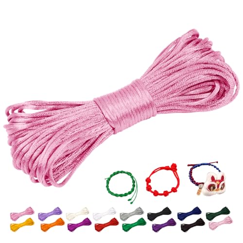 CAMAL Nylonschnur 2mm nylonfaden 20m Armband Schnur für Perlenschnur Nylon makramee Schnur für Chinesische Knüpfschnur, Windspielschnur, Kunsthandwerk (Tiefes Rosa) von CAMAL