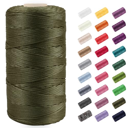 CAMAL Polypropylene Garn 1,5mm x 200m Häkelgarn für Taschen Makramee Garn für Handtasche Häkeln Polypropylene Yarn für Handwerk Wohndekorationen, Platzteller, Umhängetasche (Armeegrün) von CAMAL