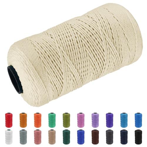 CAMAL Polypropylene Garn 1,5mm x 200m Häkelgarn für Taschen Makramee Garn für Handtasche Häkeln Polypropylene Yarn für Handwerk Wohndekorationen, Platzteller, Umhängetasche (Beige) von CAMAL