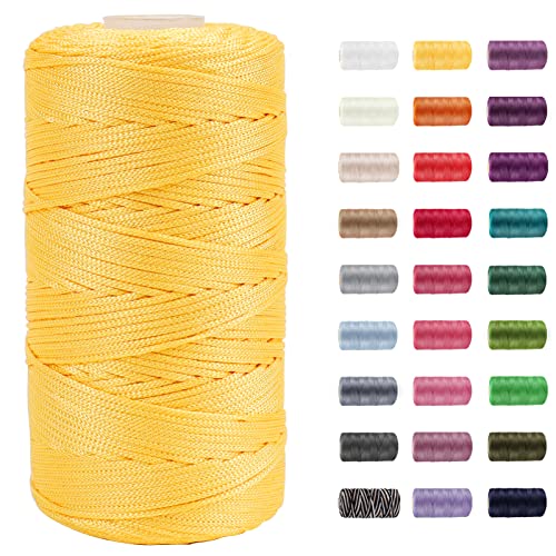 CAMAL Polypropylene Garn 1,5mm x 200m Häkelgarn für Taschen Makramee Garn für Handtasche Häkeln Polypropylene Yarn für Handwerk Wohndekorationen, Platzteller, Umhängetasche (Goldgelb) von CAMAL