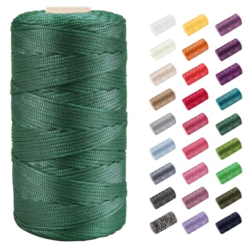 CAMAL Polypropylene Garn 1,5mm x 200m Häkelgarn für Taschen Makramee Garn für Handtasche Häkeln Polypropylene Yarn für Handwerk Wohndekorationen, Platzteller, Umhängetasche (Grasgrün) von CAMAL