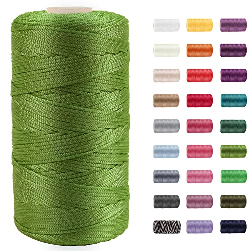 CAMAL Polypropylene Garn 1,5mm x 200m Häkelgarn für Taschen Makramee Garn für Handtasche Häkeln Polypropylene Yarn für Handwerk Wohndekorationen, Platzteller, Umhängetasche (Grün) von CAMAL