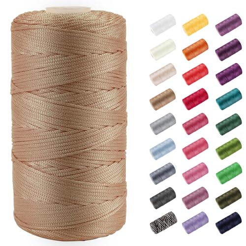 CAMAL Polypropylene Garn 1,5mm x 200m Häkelgarn für Taschen Makramee Garn für Handtasche Häkeln Polypropylene Yarn für Handwerk Wohndekorationen, Platzteller, Umhängetasche (Helles Kaffee) von CAMAL