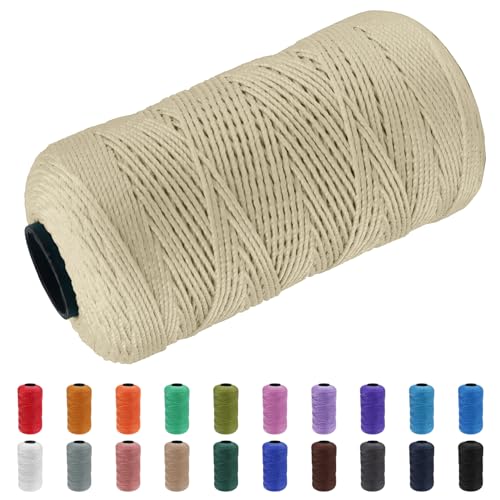 CAMAL Polypropylene Garn 1,5mm x 200m Häkelgarn für Taschen Makramee Garn für Handtasche Häkeln Polypropylene Yarn für Handwerk Wohndekorationen, Platzteller, Umhängetasche (Khaki Weiß) von CAMAL