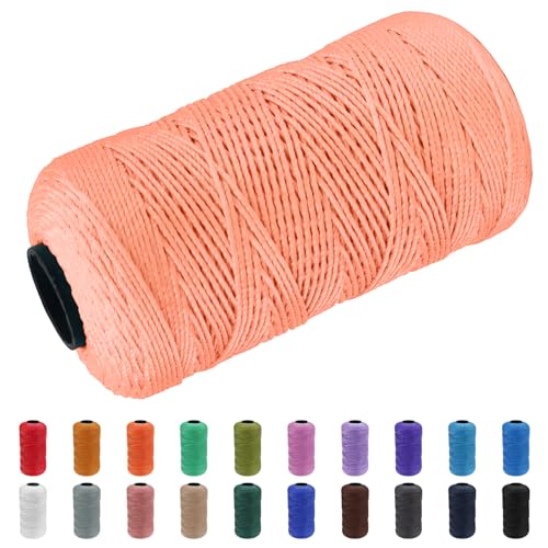 CAMAL Polypropylene Garn 1,5mm x 200m Häkelgarn für Taschen Makramee Garn für Handtasche Häkeln Polypropylene Yarn für Handwerk Wohndekorationen, Platzteller, Umhängetasche (Koralle hell) von CAMAL