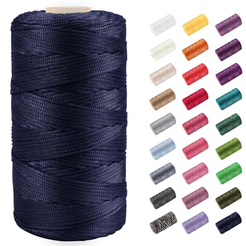 CAMAL Polypropylene Garn 1,5mm x 200m Häkelgarn für Taschen Makramee Garn für Handtasche Häkeln Polypropylene Yarn für Handwerk Wohndekorationen, Platzteller, Umhängetasche (Marineblau) von CAMAL