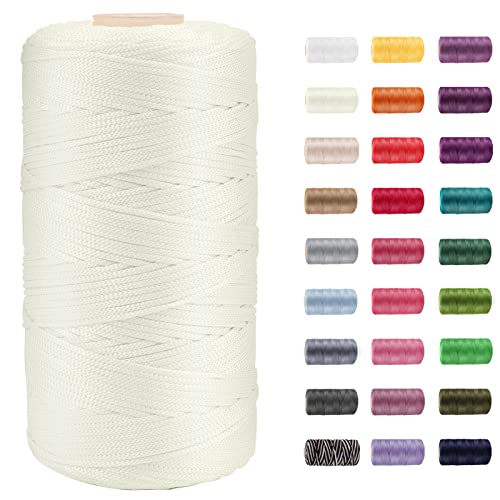 CAMAL Polypropylene Garn 1,5mm x 200m Häkelgarn für Taschen Makramee Garn für Handtasche Häkeln Polypropylene Yarn für Handwerk Wohndekorationen, Platzteller, Umhängetasche (Milchiges Weiß) von CAMAL