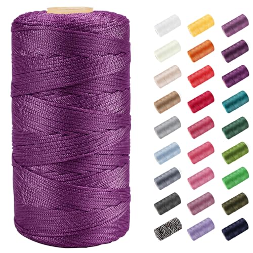 CAMAL Polypropylene Garn 1,5mm x 200m Häkelgarn für Taschen Makramee Garn für Handtasche Häkeln Polypropylene Yarn für Handwerk Wohndekorationen, Platzteller, Umhängetasche (Mittel Violett) von CAMAL