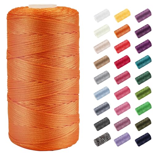 CAMAL Polypropylene Garn 1,5mm x 200m Häkelgarn für Taschen Makramee Garn für Handtasche Häkeln Polypropylene Yarn für Handwerk Wohndekorationen, Platzteller, Umhängetasche (Orange) von CAMAL