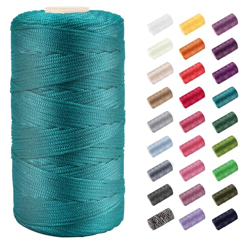 CAMAL Polypropylene Garn 1,5mm x 200m Häkelgarn für Taschen Makramee Garn für Handtasche Häkeln Polypropylene Yarn für Handwerk Wohndekorationen, Platzteller, Umhängetasche (Pfauenblau) von CAMAL