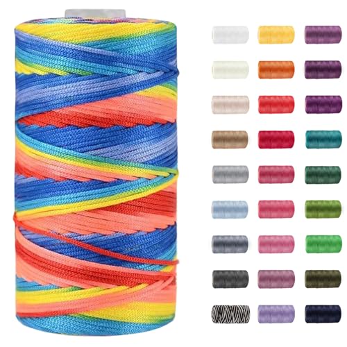 CAMAL Polypropylene Garn 1,5mm x 200m Häkelgarn für Taschen Makramee Garn für Handtasche Häkeln Polypropylene Yarn für Handwerk Wohndekorationen, Platzteller, Umhängetasche (Regenbogen) von CAMAL