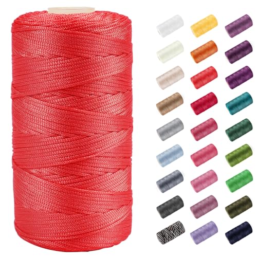 CAMAL Polypropylene Garn 1,5mm x 200m Häkelgarn für Taschen Makramee Garn für Handtasche Häkeln Polypropylene Yarn für Handwerk Wohndekorationen, Platzteller, Umhängetasche (Rot) von CAMAL