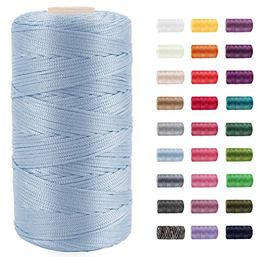 CAMAL Polypropylene Garn 1,5mm x 200m Häkelgarn für Taschen Makramee Garn für Handtasche Häkeln Polypropylene Yarn für Handwerk Wohndekorationen, Platzteller, Umhängetasche (Seeblau) von CAMAL