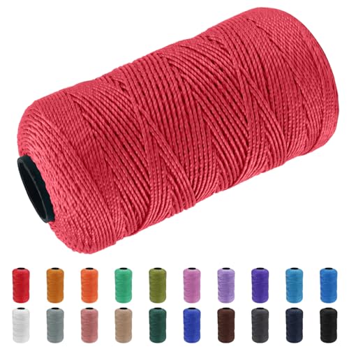 CAMAL Polypropylene Garn 1,5mm x 200m Häkelgarn für Taschen Makramee Garn für Handtasche Häkeln Polypropylene Yarn für Handwerk Wohndekorationen, Platzteller, Umhängetasche (Wassermelonen-Rot) von CAMAL