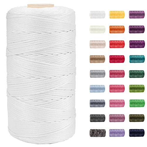 CAMAL Polypropylene Garn 1,5mm x 200m Häkelgarn für Taschen Makramee Garn für Handtasche Häkeln Polypropylene Yarn für Handwerk Wohndekorationen, Platzteller, Umhängetasche (Weiß) von CAMAL